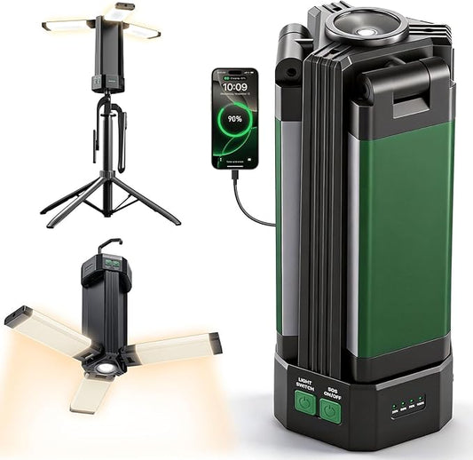 Camping Lantern, 10400mAh Rechargeable Work Light 2200LM with Magnetic Base & Power Bank, Portable Flashlight Emergency for Car Repair, Camping, Tent, Power Outage(Stand Not Incl)