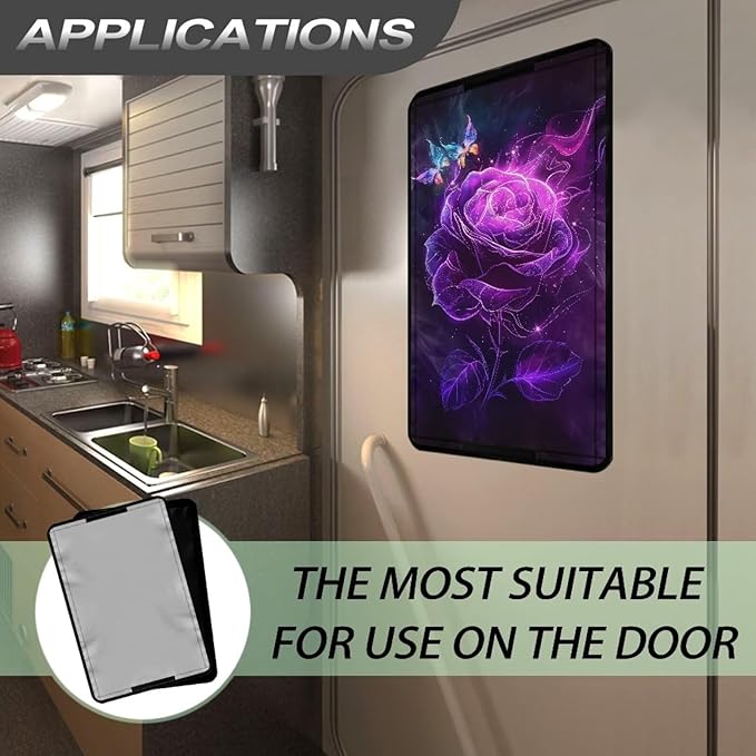 RV Door Window Shade Cover, 3D Rose Butterfly Camper Door Window Blackout Shade with Hook and Loop, Universal 17.3x26 Inches RV Trailer RV Accessories