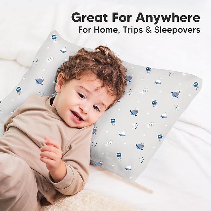 KeaBabies Toddler Pillowcase 13"x18" - Organic Cotton Toddler Pillowcase for Kids, Boys, Girls, Soft & Durable Cotton Cover for Miniature Sleepy Pillows, Cute Colors, Pillow Sold Separately (Cosmo)