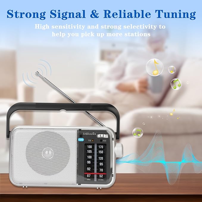 AM FM Radio Portable, Transistor Radio, Battery Powered or Mains Operated, Battery Radio with Robust Reception and Built in Speaker, Suitable for Home and Outdoor