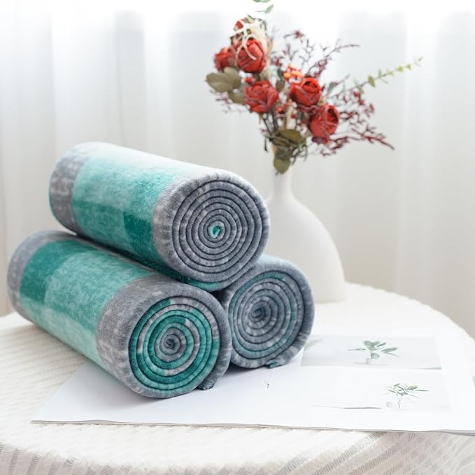 ZYFZCYBL Fleece Throw Blankets for Couch Bulk Lightweight Warm Soft Cozy Blanket 6 Pack Bulk Fleece Blanket Solid for Bed Couch Office Gifts Outdoor 50 x 60 inch Teal and Grey