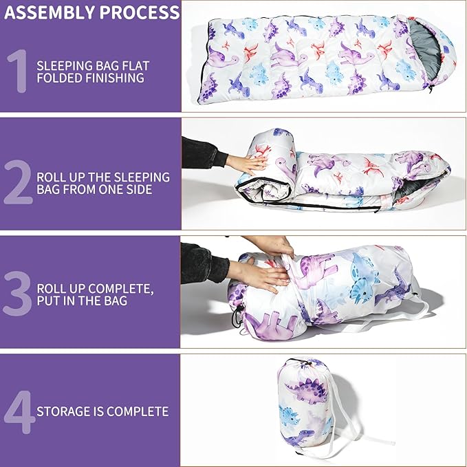 Kids Sleeping Bags - Camping Sleeping Bags with Carry Bag - Compact Sleeping Bag for Hiking, Backpacking 3 Season Warm & Cool Weather, Lightweight Waterproof Outdoor Travel for Boys Girls