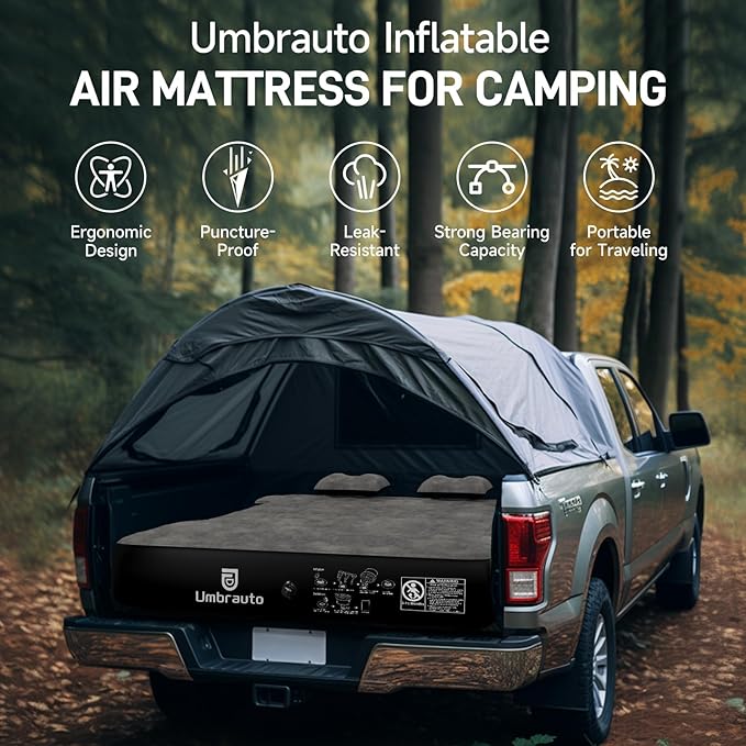 Umbrauto Air Mattress for 5-5.8 ft Full-Size Short Beds, Inflatable Truck Tent Airbed with Pump, Pickup Camper Air Bed for Camping