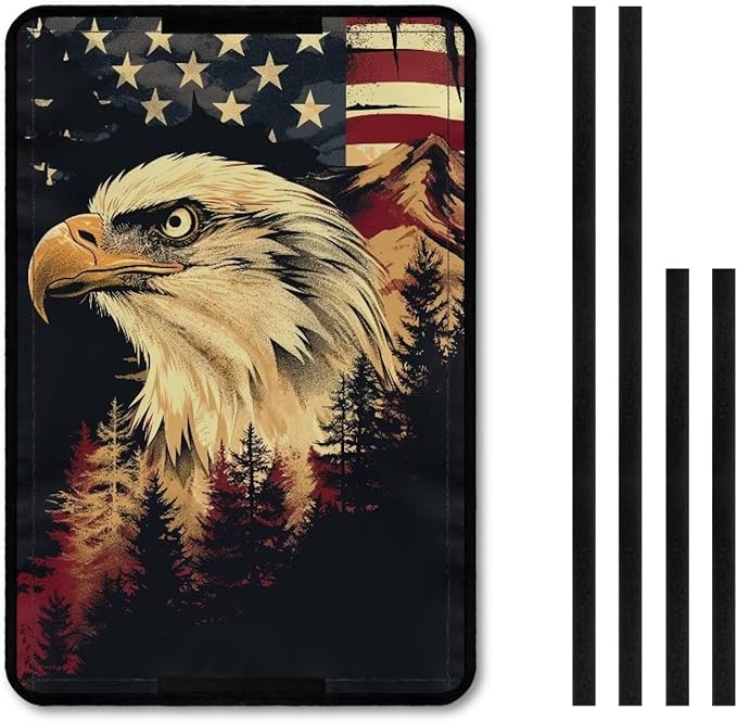RV Door Window Shade, Universal Camper Trailer Blackout Window Cover, UV Rays Protection, American Flag Eagle Side Door Window Shade Cover, RV Accessories for Outside