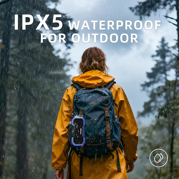 Emergency Radio Waterproof Bluetooth Speaker,Portable AM FM Radio with 5000mAh/18500mWh Cell Phone Charger,Flashlight,Reading Lamp,Hand Crank NOAA Weather Radio with Solar Panel,Emergency Survival Kit
