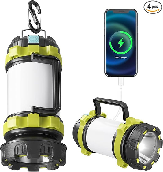 AlpsWolf Camping Lantern Rechargeable , Alpswolf Camping Flashlight 4000 Capacity, 6 Modes, IPX4 Waterproof, Led Lantern Camping, Hiking, Outdoor Recreations (1pack-Green)