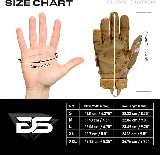 Glove Station Tactical Gloves for Men – Touchscreen Utility Gear with Hard Knuckle Protection Used in Motorcycle, Airsoft, Combat, Police, Shooting & Outdoor Work Multicam X-Large