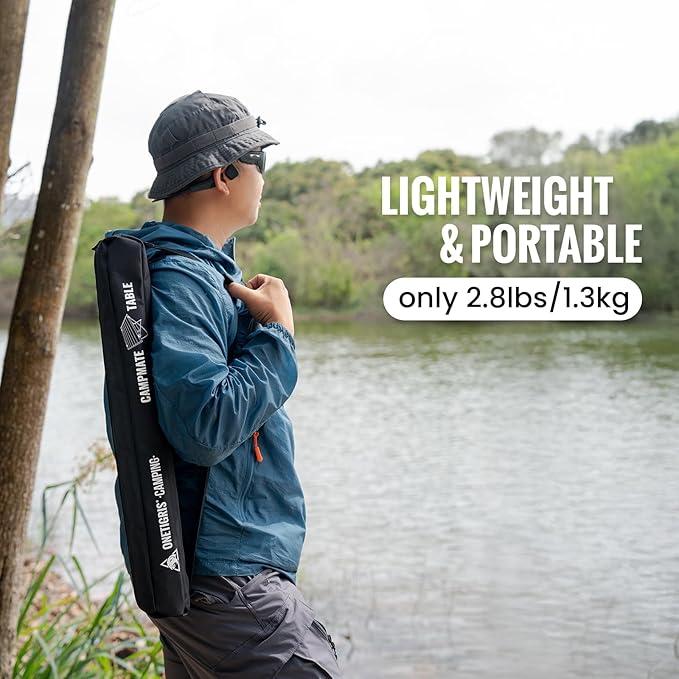 ONETIGRIS Foldable Camping Table, Lightweight Portable Table Sturdy & Quick Setup, Holds Up to 66 lbs, Perfect for Camping, Hiking, Backpacking, Picnic, Beach, Travel