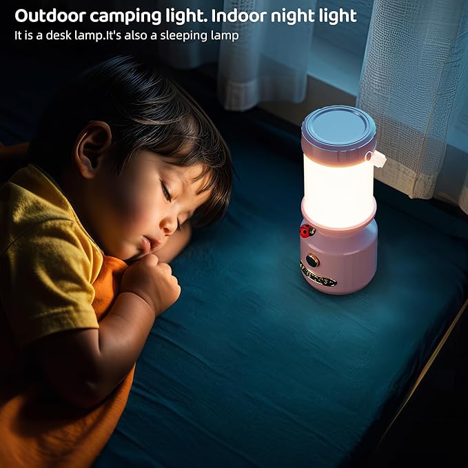 HOMY Ladybug Rechargeable Camping Lantern for Kids, 3-Color Dimmable LED, Tent Hook & Handle, Small Portable USB Safe Night Light for Outdoor/Kids Camping Gear