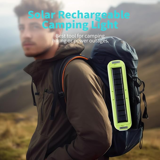 Solar Rechargeable Camping Lantern - 2000 Lumens, 4 Light Modes, Solar & USB Charging (Green)