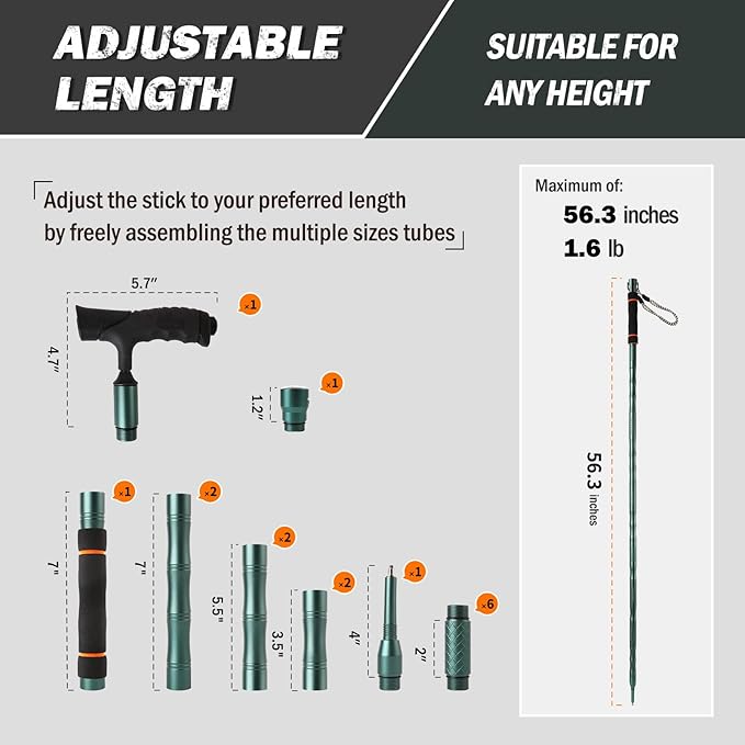 Tactical Walking Stick, Survival Hiking Stick Walking Staff, Lightweight Tactical Cane Gear, Aluminum Trekking Pole for Outdoor Adventures, Gifts for Outdoorsy Men