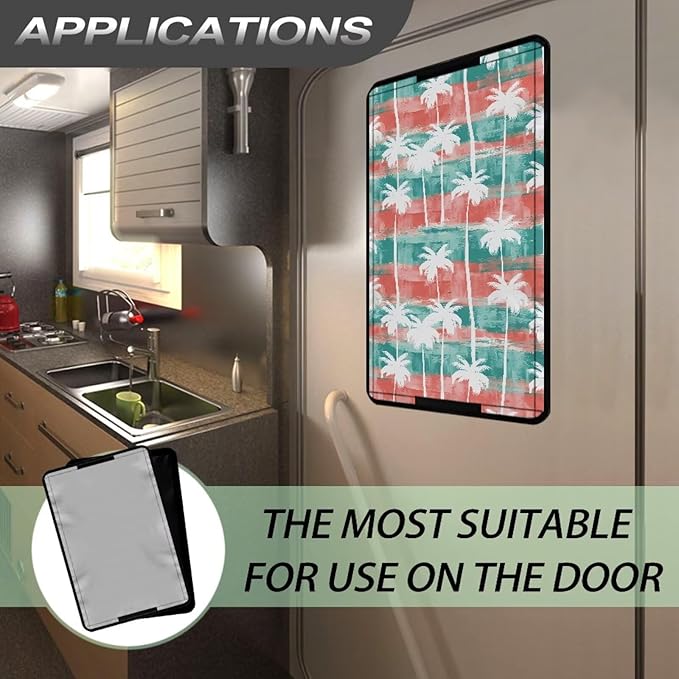 RV Door Window Shade Cover,Coconut Tree Print RV Window Shade,Camper Sunshade Privacy Screen Window Cover
