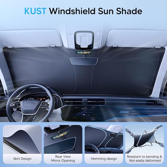 KUST Windshield Sun Shade for 2016-2025 2026 Volvo XC90 Accessories Sunshade Window Sun Visor Protector Foldable Blocks UV Rays Keep Your Car Cooler
