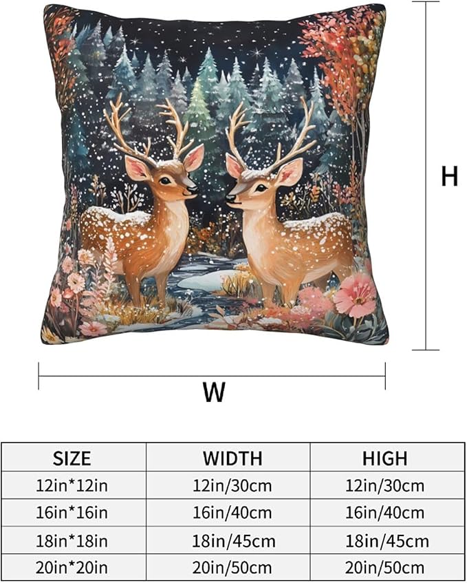 Winter Snowflake Reindeer Forest Throw Pillow Covers 18x18 inch Set of 2 Christmas Pillow Case Cushion Cover for Home Sofa Couch Living Room Car Decor