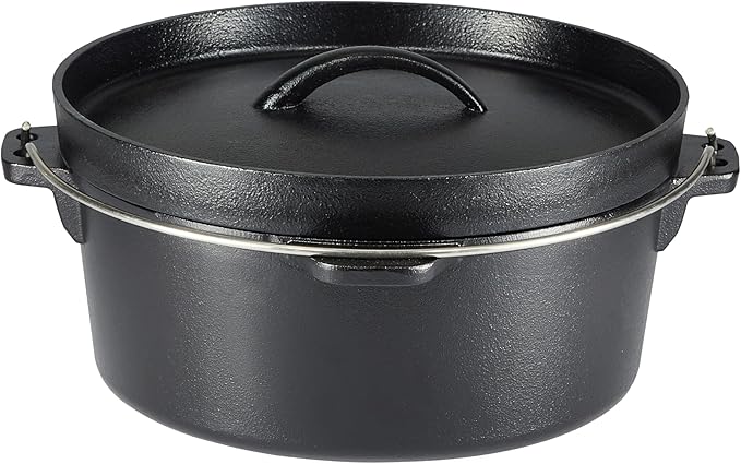 Amazon Basics Pre-Seasoned Cast Iron 5-Piece Cookware Set, Oven Safe, Cooks Evenly, 14.17 x 12.2 x 10.63 in, Black