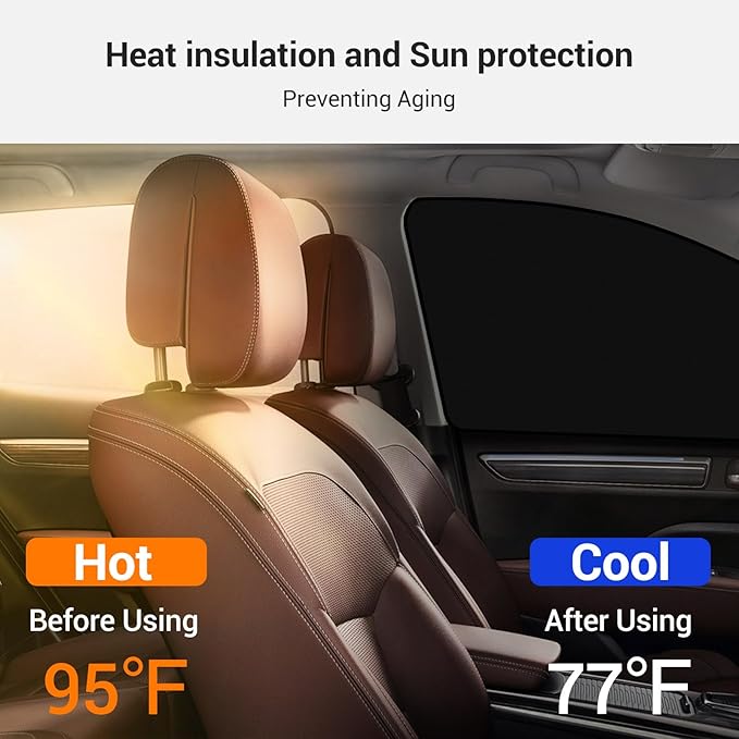 ZATOOTO Car Window Shades for Honda Civic 2017-2024, Side Window Sun Shade with Double Layer Reversible, Black for Blackout Privacy Silver for UV Blocking for Camping Sleeping Travel
