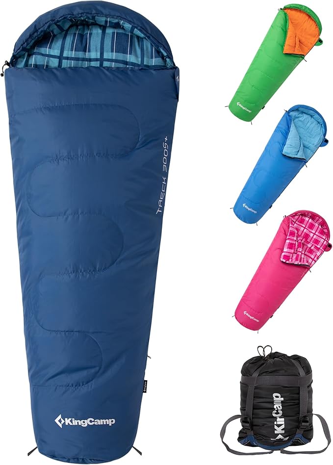 KingCamp 45°F Kids Sleeping Bag, Lightweight Waterproof & Compact Flannel Sleeping Bags Cold Weather & Warm Youth Essentials Gear Accessories for Camping, Fits 10-12 Children up to 4'7"-5'5" Tall