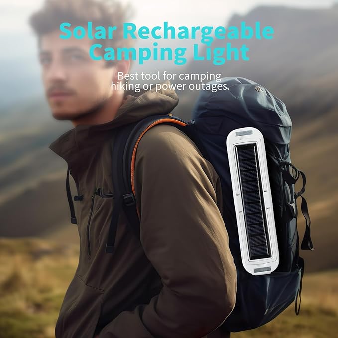 Solar Rechargeable Camping Lantern - 2000 Lumens, 4 Light Modes, Solar & USB Charging (White)