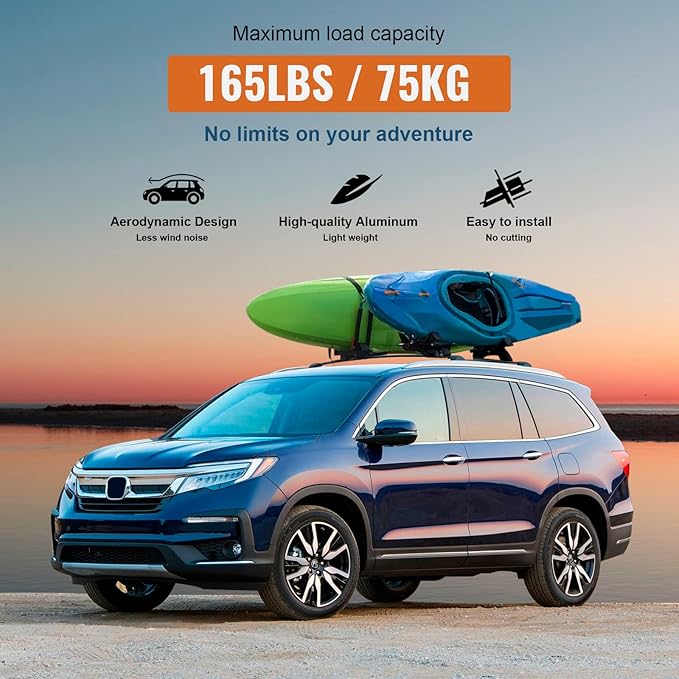 Wonderdriver Roof Rack Cross Bars Compatible with Honda Pilot 2016-2022 with Flush Rails, Aluminum Crossbars Rooftop Cargo Bag Kayak Bike Luggage Snowboard Carrier Kayak Bike Cargo Accessories
