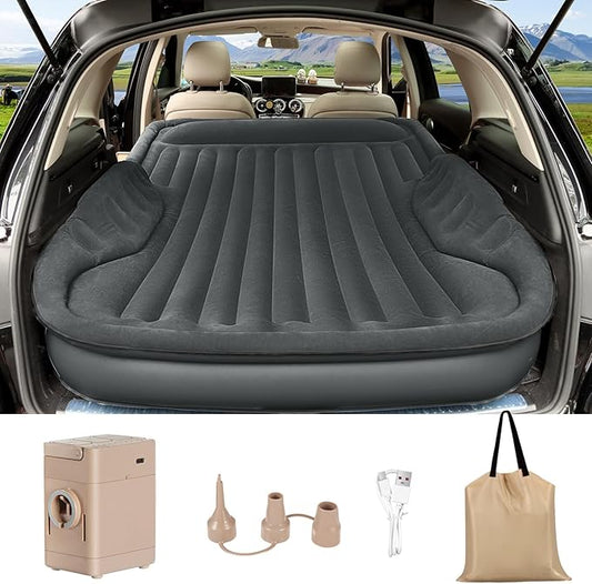 SUV Air Mattress with Built in Pump,Leakproof Comfortable Durable Car Air Mattress, Car Bed Mattress with Built-in Pillow,for SUV Minivan MPV Road Trip Inflatable Bed