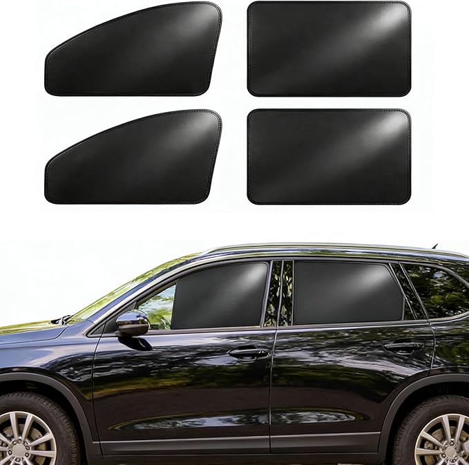 Car Curtains for Side Window - Thick Suede 4 Pcs Privacy Sun Shades Magnetic 100% Block Light Car Window Covers with Cooler Feeling (Ultra-Thick Suede, 4pcs)