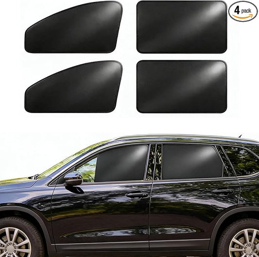 Car Curtains for Side Window - Thick Suede 4 Pcs Privacy Sun Shades Magnetic 100% Block Light Car Window Covers with Cooler Feeling (Ultra-Thick Suede, 4pcs)