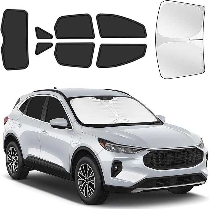 for Ford Escape 2020-2025 Car Window Shades, 8pcs Privacy Sun Shade Set for Front Windshield Side and Rear Windows, Full Window Covers Keeps Vehicle Cool for Camping Napping