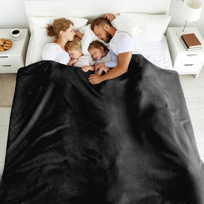 Edenleaf Big Oversized Soft Blanket, Giant Fleece Companion 120x120, California King Warm Blanket for Whole Family, Bed, Sofa, Couch, Travel, Camping 120x120 Black
