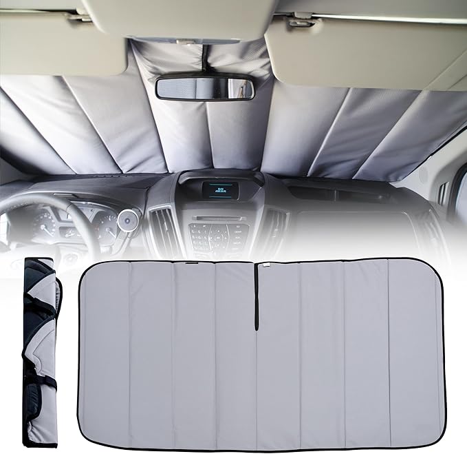 Living in a Bubble Insulated Blackout Windshield Cover for Ford Transit Van Year 2015-2026