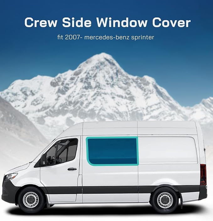 Crew Window Cover for Mercedes-Benz Sprinter 2007-2026, Magnetic Insulated Blackout Sunshade, XPE Foam Core, AllSeasonGuard