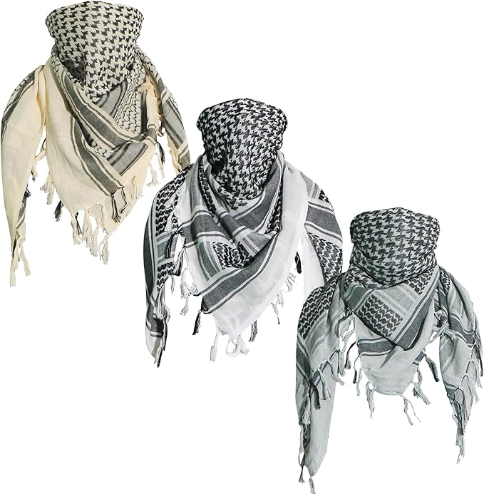 Ever Fairy Military Shemagh Tactical Desert Scarf Cotton Arab Keffiyeh Tactical Scarf Head Neck Face Wrap for Men Women