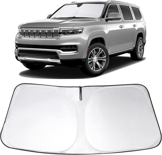 Windshield Sun Shade Custom Fit 2022 2023 2024 2025 2026 Jeep Wagoneer (NOT for Grand Wagoneer) Accessories Foldable Sunshade Sun Blocker Front Window Shades Covers Keeps Car Cooler