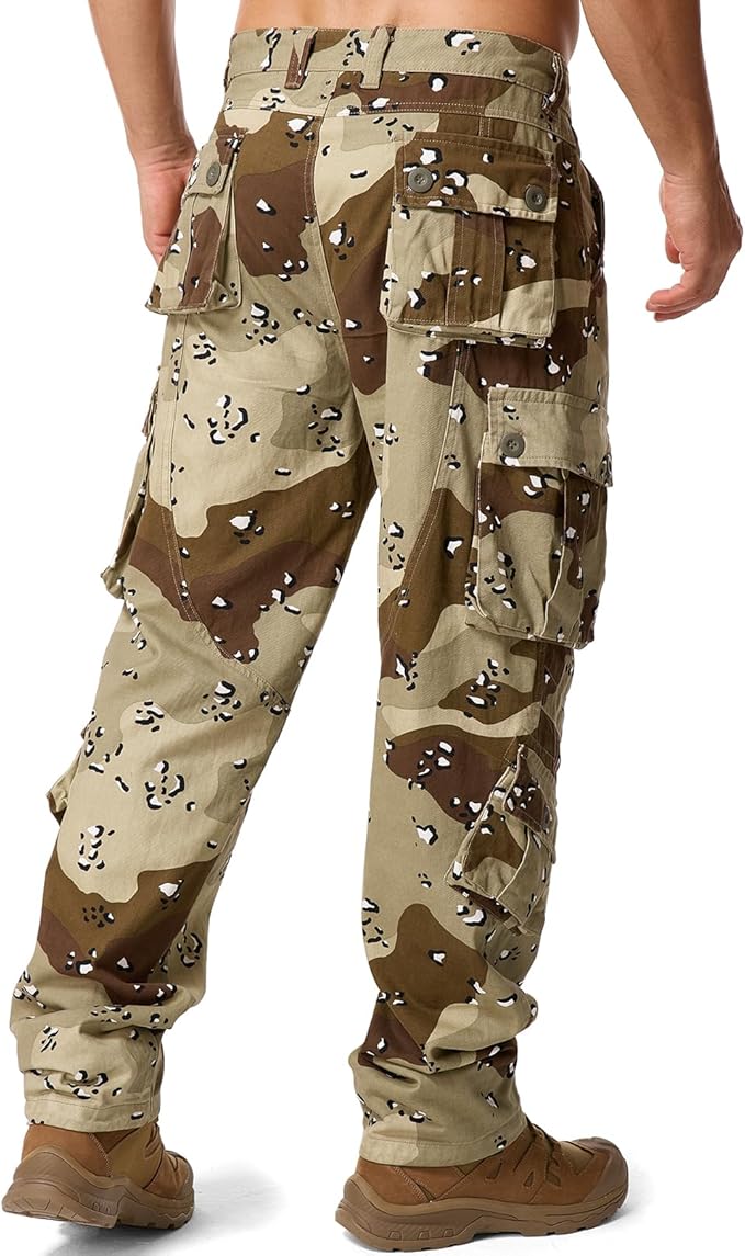 Men's BDU Casual Military Pants, Tactical Wild Army Combat ACU Rip Stop Camo Cargo Work Pants Trousers with 8 Pockets