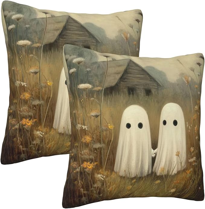 Rustic Country Ghost Couple Throw Pillow Covers 18x18 inch Set of 2 Pillow Case Cushion Cover for Home Sofa Couch Living Room Car Decor