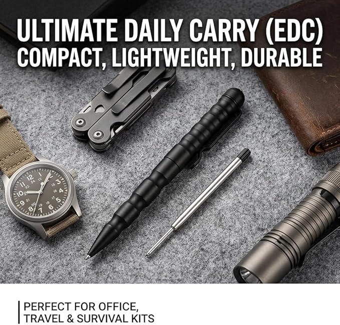 DISPATCH Military Tactical Pen, EDC Pen,Professional Self Defense Pen, Emergency Glass Breaker Pen - Tungsten Steel Tactical Pens for Men & Women,Writing Tool with 1 ink Refill,Tactiacl Gear & Gifts