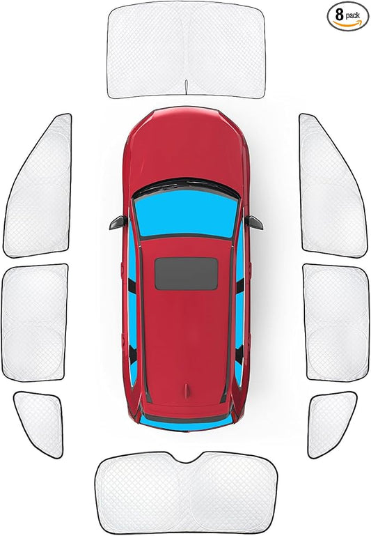 KMF 8pcs Thicken Sun Shades for Honda CR-V 2023-2025 2026 Accessories, CRV Protecting Privacy Full Car Window Covers Sunshade for Windshield Side Rear, UV Block and Blackout for Camping