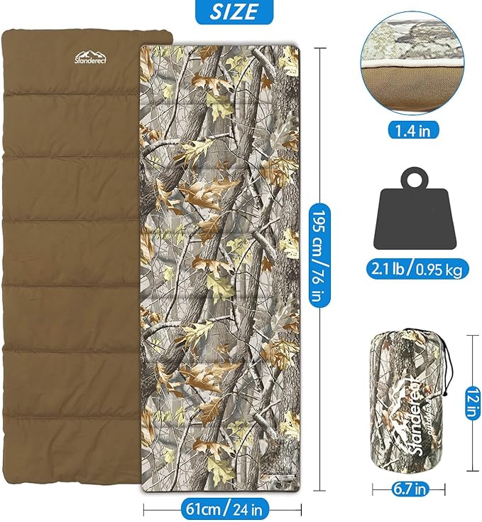 Heated Sleeping Bag pad, 3 Adjustable Temperature Levels, Operated by 5V/2A USB Power Supply(A-Woods, 76" x 24")