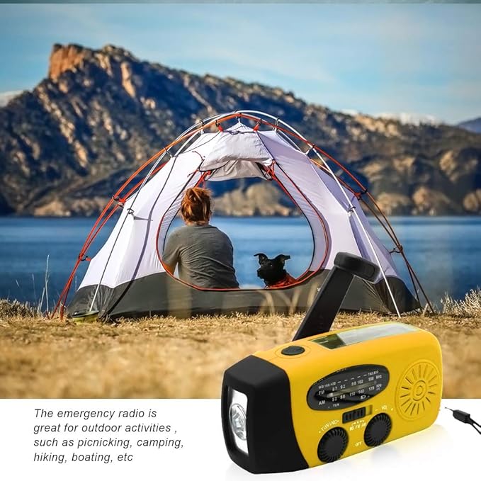 Portable Solar Emergency Weather Radio Upgrade Hand Crank AM/FM NOAA Survival Radio with 2000mAh Cellphone Charger LED Flashlight Battery Indicator for Home Camping Earthquake