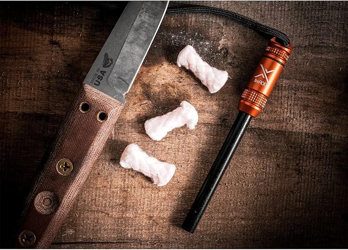 Exotac fireROD Ferrocerium Firestarter with Replaceable 5/16 in. Diameter Waterproof Ferro Rod Striker and Tinder Capsule Compartment with Included quickLIGHT Tabs, Works with Most Bushcrafting Knives