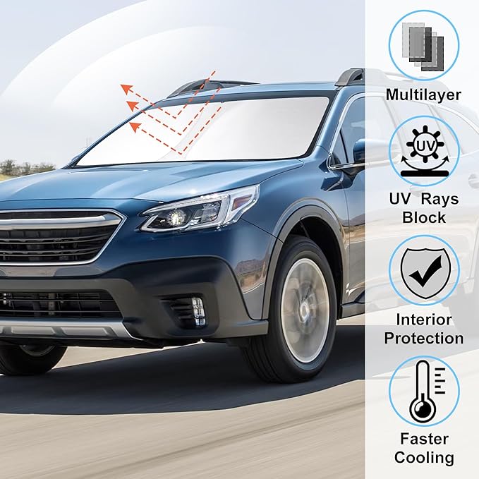 Windshield Sun Shade Custom Fit 2020 2021 2022 2023 2024 2025 Su baru Outback SUV, Base, Premium, Limited, Touring Accessories Sun Visor Front Window Covers Keeps Car Cool