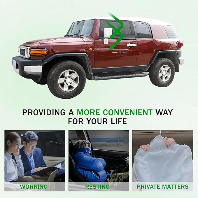 LLKUANG 100% Protection from Bugs for Toyota FJ Cruiser 2007-2021 Shade Breathable Mesh Car Curtains Door/Window Net Car Window Screens for Camping-2Pcs