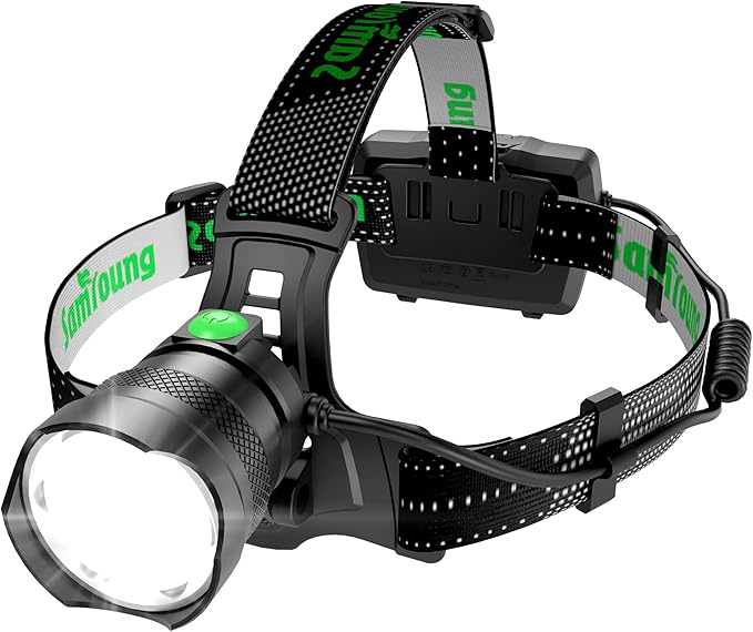 Samyoung High Lumens Headlamp Rechargeable, 7 Modes 50H Long Lasting Head Lamp, Motion Sensor Zoomable Headlamps for Adults, 90° Adjustable IP67 Waterproof Head Light for Hiking Camping Hardhat