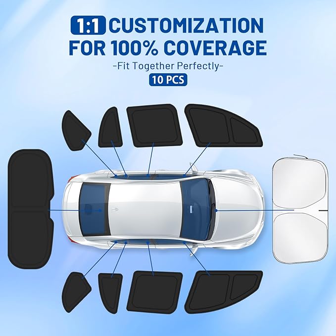 Car Window Shades for BMW X3 2018-2024 Accessories - Full Set 10PCS Side Window Sunshades with Memory Frame & Blackout Fabric, Privacy UV Shield for Camping/Travel