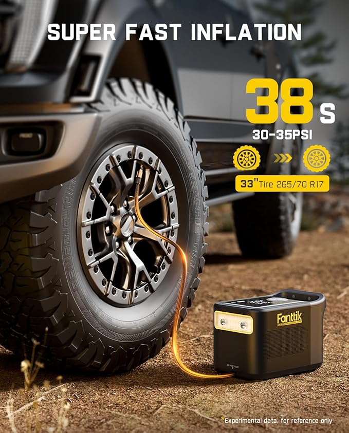Fanttik X9 Ultra Portable Tire Inflator for Pickup Truck, RV | 3-in-1 Air Pump, Power Station, Flashlight | 6X Faster Inflator with Digital Gauge | Air Compressor for Light Truck, SUV, Compact Car
