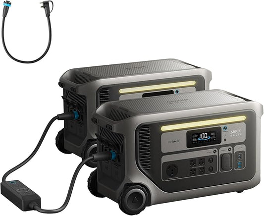 Anker SOLIX F3000 Portable Power Station with Double Voltage Hub, 3,072Wh, 6,000W Recharging, Solar Generators for Home Use, Expandable to 24kWh, For Outages, Camping, RVs, Emergencies