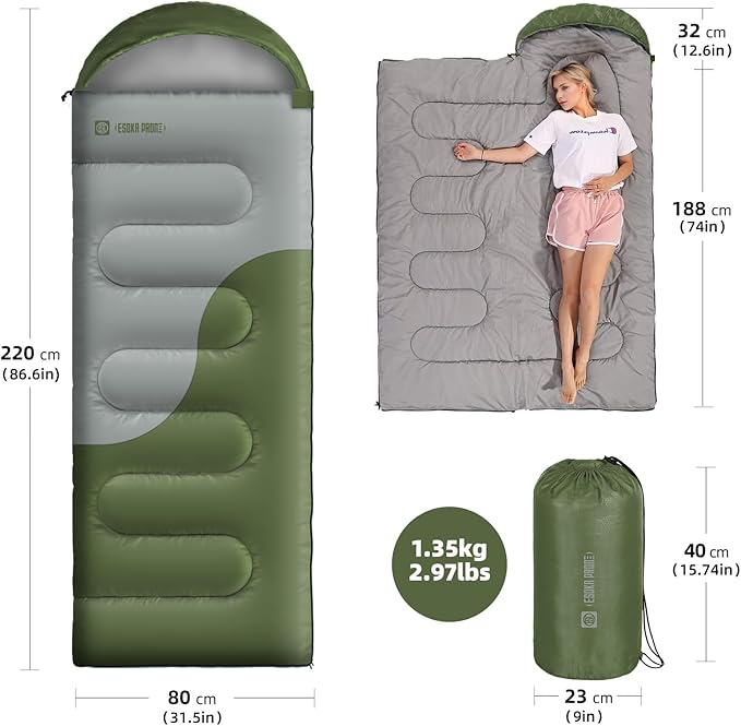Sleeping Bags for Adults&Kids,Lightweight Waterproof Warm Weather Sleeping Bag,Compact Portable Sleeping Bag for Camping,Essentials Gear for Camping Hiking Outdoor Travel