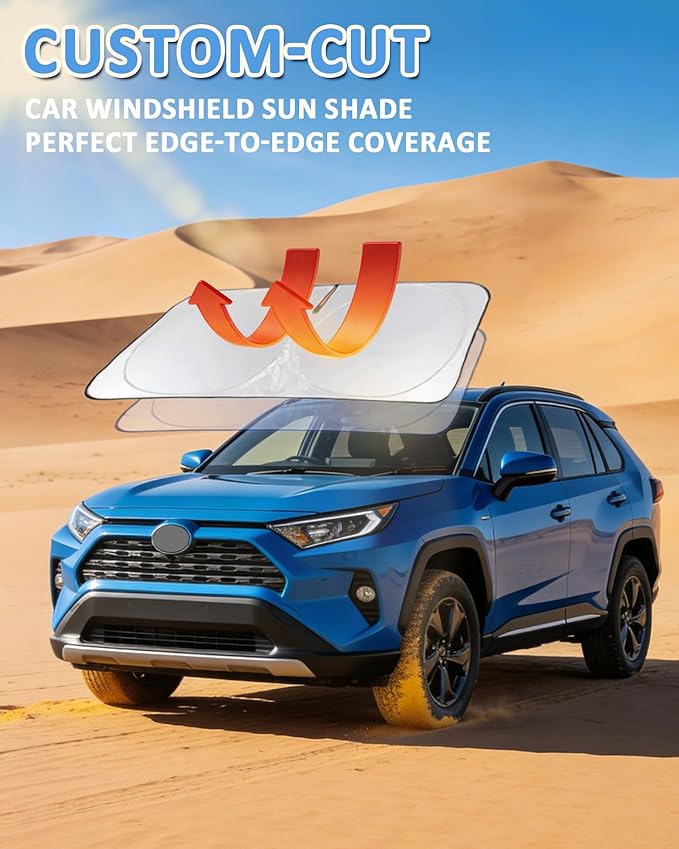 Sun Shade for Compass Windshield Sunshade Custom fit for Jeep Compass 2007-2017 Accessories Front Window Cover Retractable Sun Visor Protector Keep Interior Cool UV Blocker
