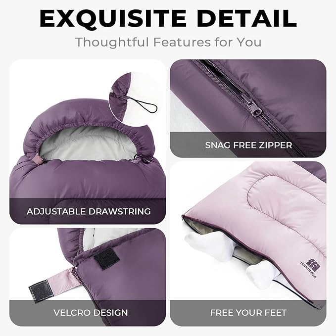 Ultralight Warm Weather Sleeping Bag - Portable, Waterproof, Compact Lightweight, Comfort with Compression Sack - Great for Outdoor Camping, Backpacking & Hiking