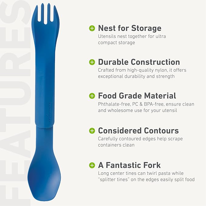 humangear GoBites Duo - Travel Silverware, Full Size Portable Fork & Spoon, Reusable Utensil Set, PC and BPA-free, Food-Safe, ﻿Extended - 9.1” X 1.6”