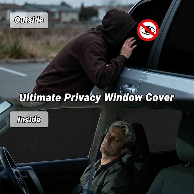XCBYT Car Window Shades for 2017-2024 Toyota 4Runner, Suede Fabric Car Window Covers for Privacy, Custom Fit Design Without Built-in Steel Rings, UV & Heat Protection, Magnetic Installation